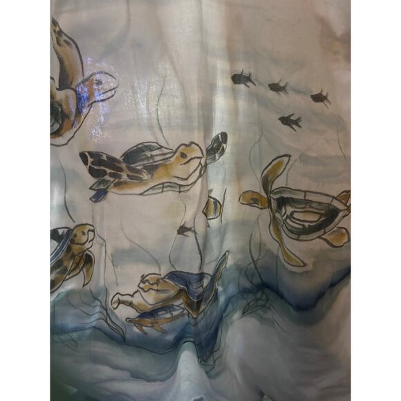 Coconut Reef L Painted Sea Turtles Coastal Grandma Nautical Beachy Cover Up - Picture 9 of 12